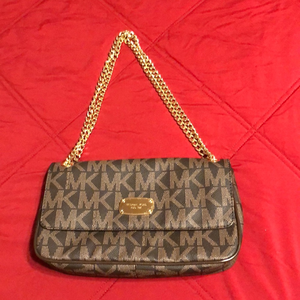 Michael Kors Monogram gold Chain Shoulder Bag